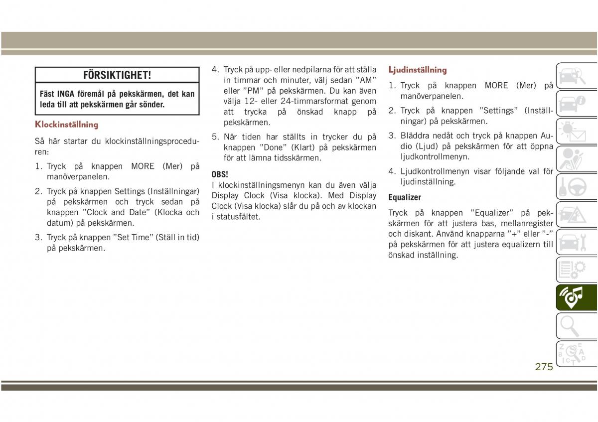 Jeep Compass II 2 instruktionsbok / page 277