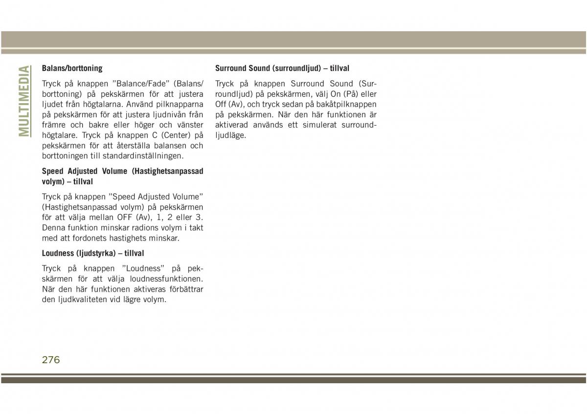 Jeep Compass II 2 instruktionsbok / page 278