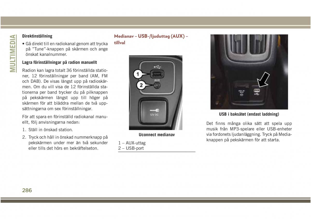 Jeep Compass II 2 instruktionsbok / page 288