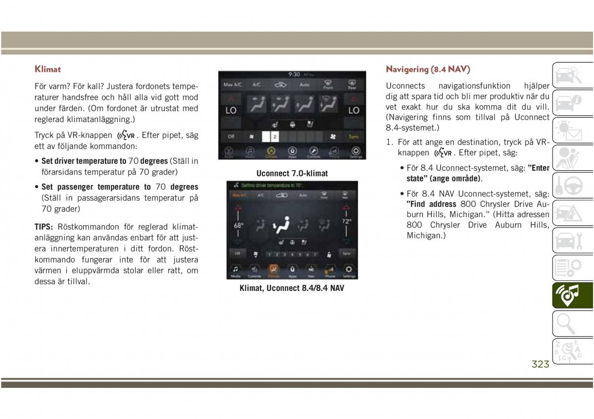 Jeep Compass II 2 instruktionsbok / page 325