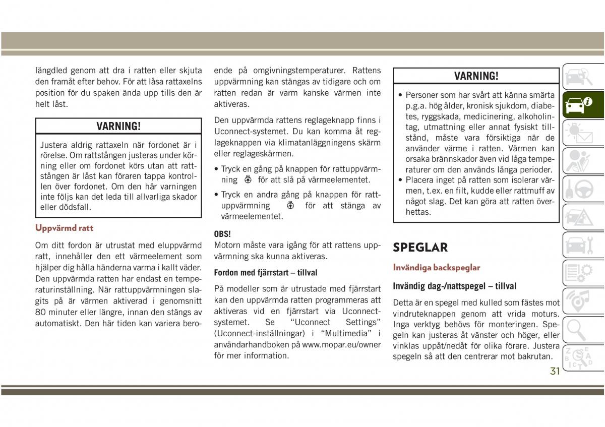 Jeep Compass II 2 instruktionsbok / page 33