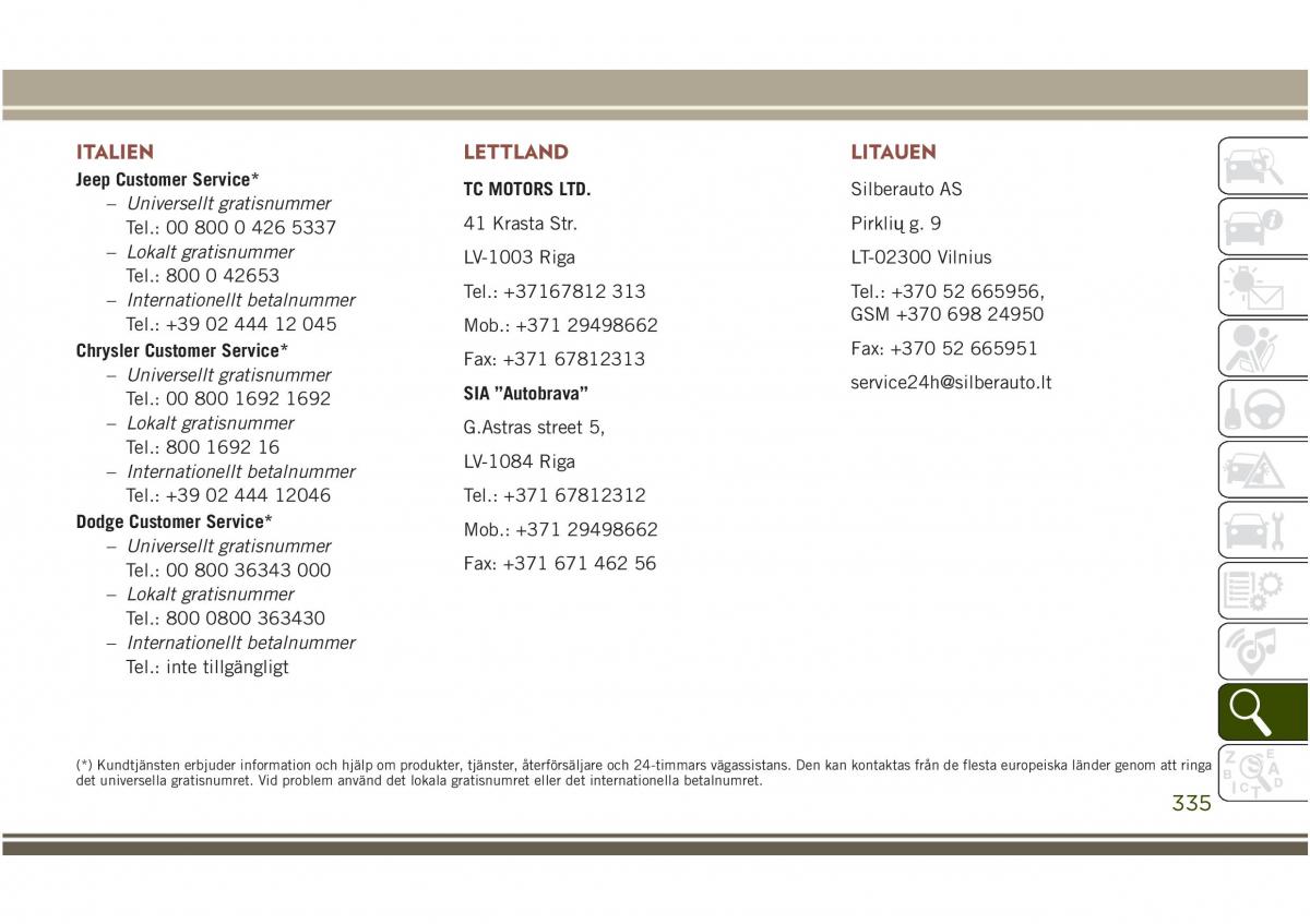 Jeep Compass II 2 instruktionsbok / page 337