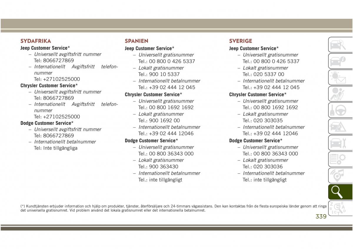 Jeep Compass II 2 instruktionsbok / page 341