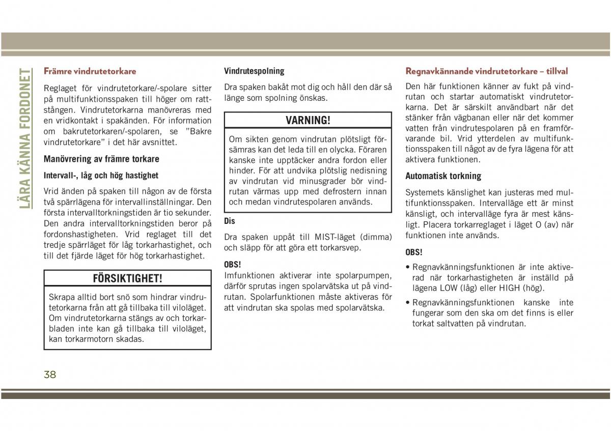 Jeep Compass II 2 instruktionsbok / page 40