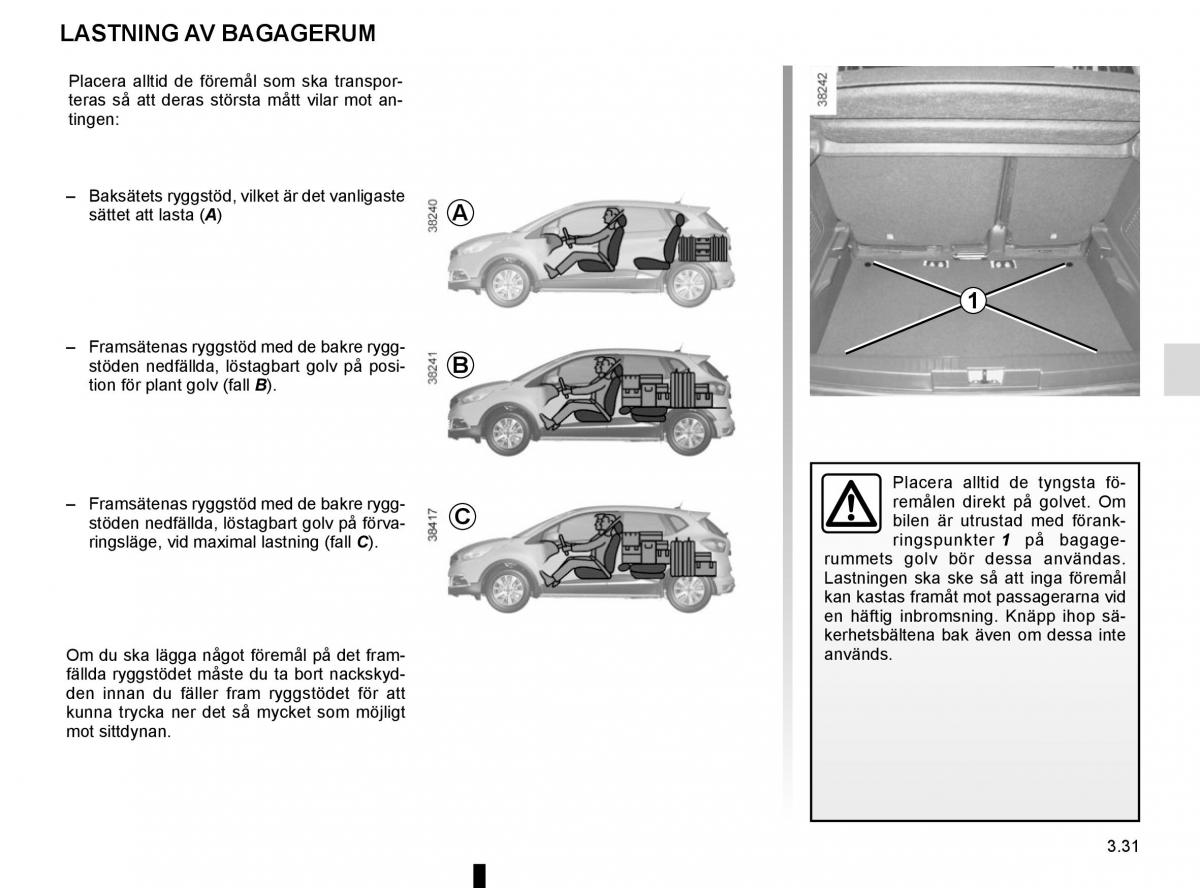 Renault Captur instruktionsbok / page 165