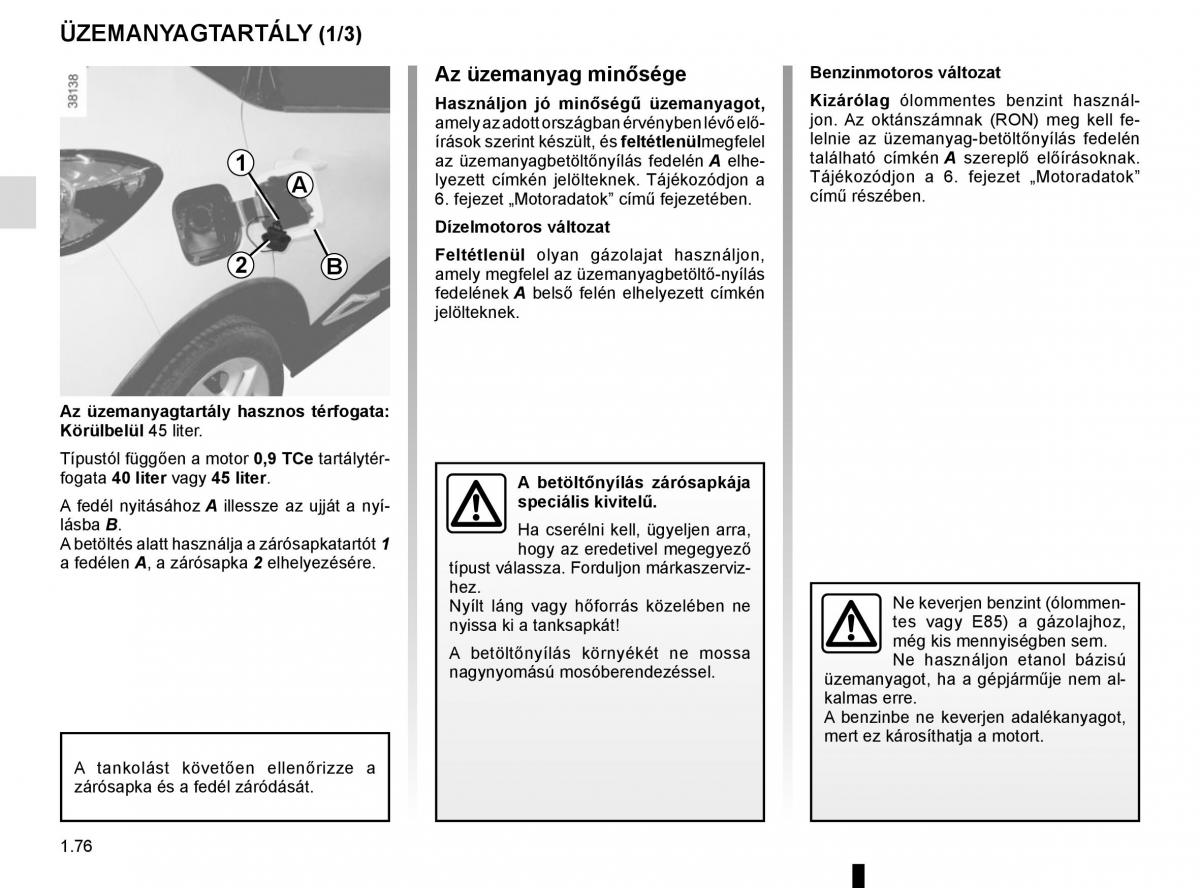 Renault Captur Kezelesi utmutato / page 82