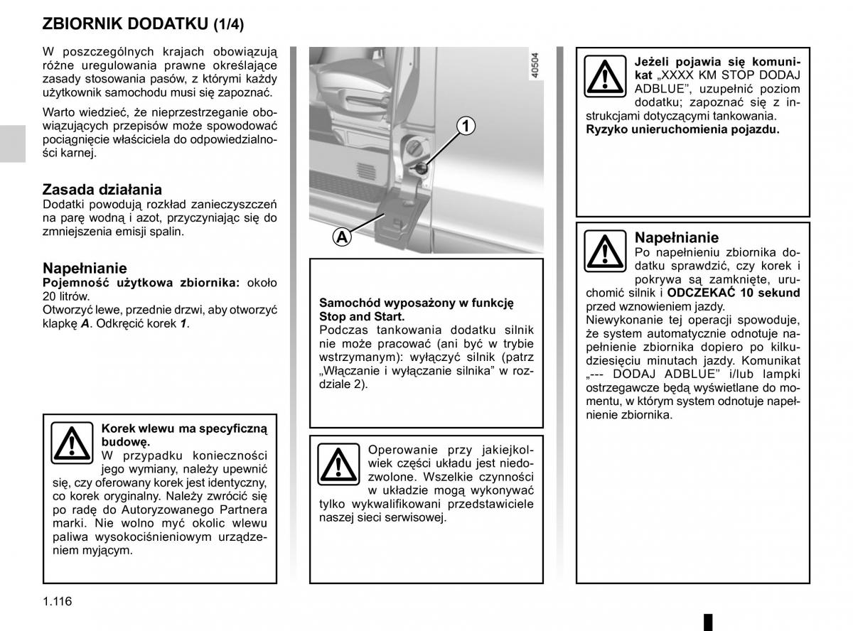 Renault Traffic III 2 instrukcja obslugi / page 122