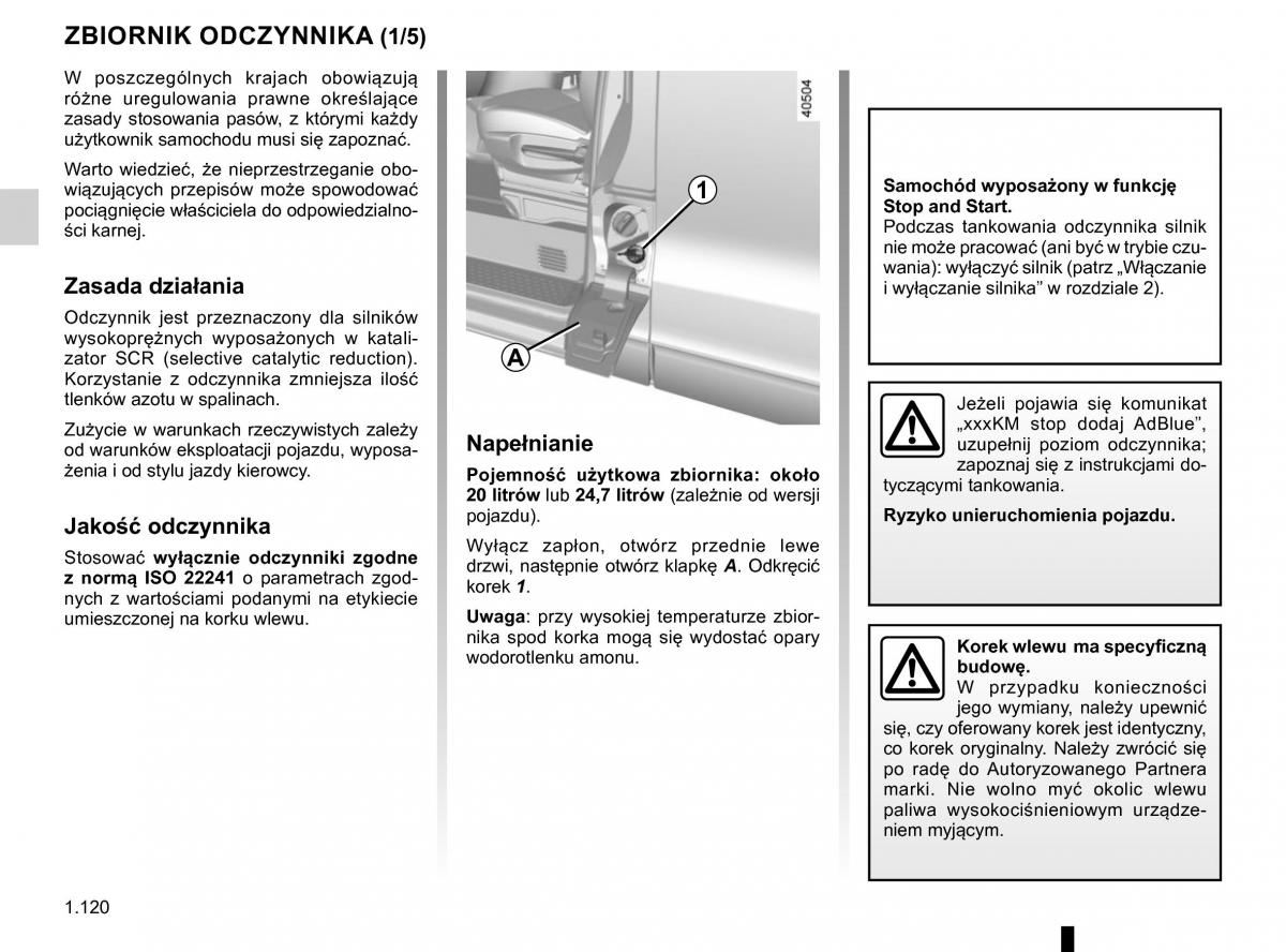 Renault Traffic III 2 FL instrukcja obslugi / page 126