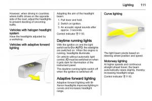 Opel-Zafira-B-owners-manual page 111 min