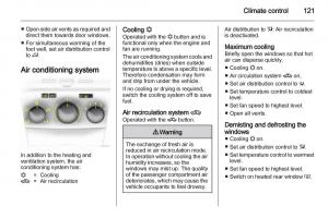 Opel-Zafira-B-owners-manual page 121 min