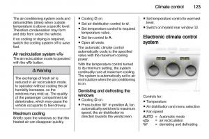 Opel-Zafira-B-owners-manual page 123 min