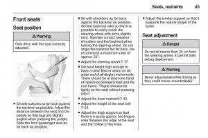 Opel-Zafira-B-owners-manual page 45 min