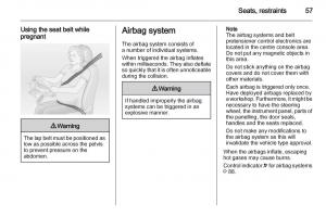 Opel-Zafira-B-owners-manual page 57 min