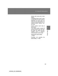 Toyota-Avensis-III-3-owners-manual page 291 min