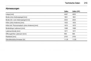 Opel-Zafira-B-Handbuch page 217 min