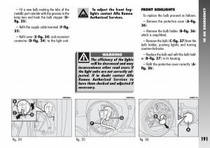 Alfa-Romeo-156-GTA-owners-manual page 192 min