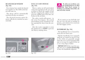 Lancia-Lybra-owners-manual page 121 min